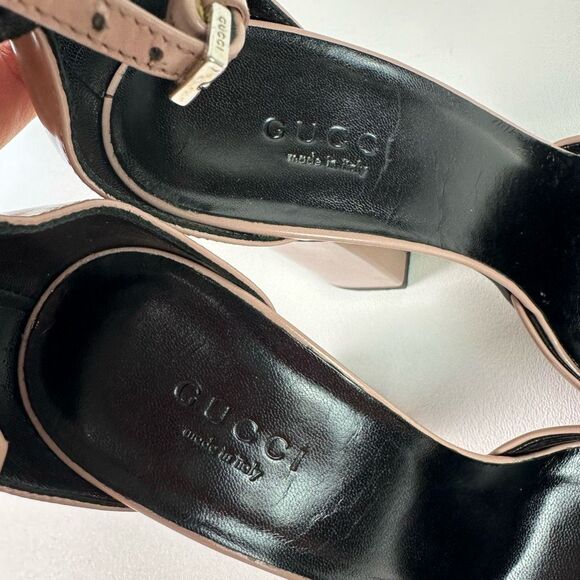 GUCCI Dusty Pink Horsebit Heel Sandal Size 36 Leather Block Ankle Mary Jane - Picture 9 of 13